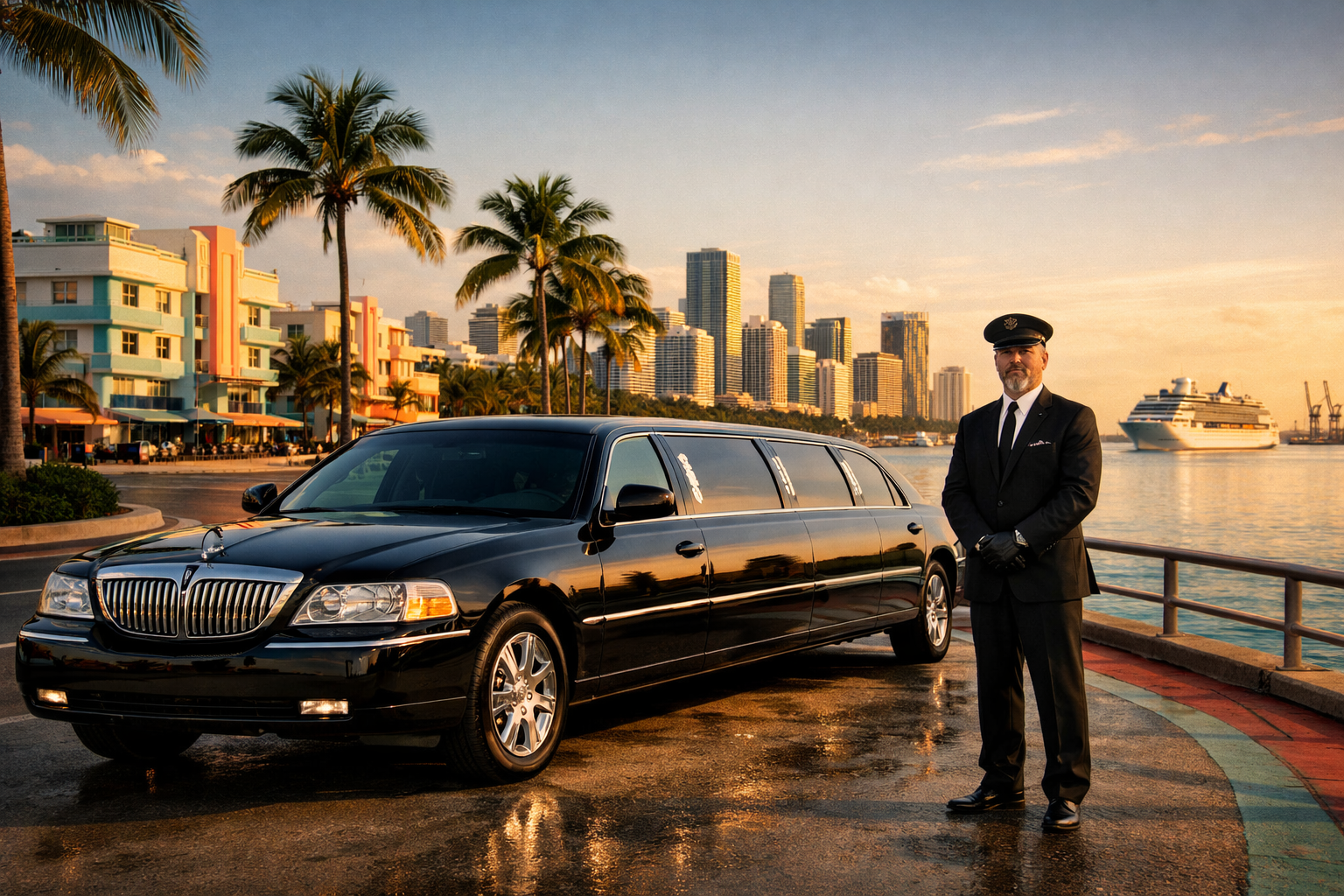 Miami limo service with professional chauffeur